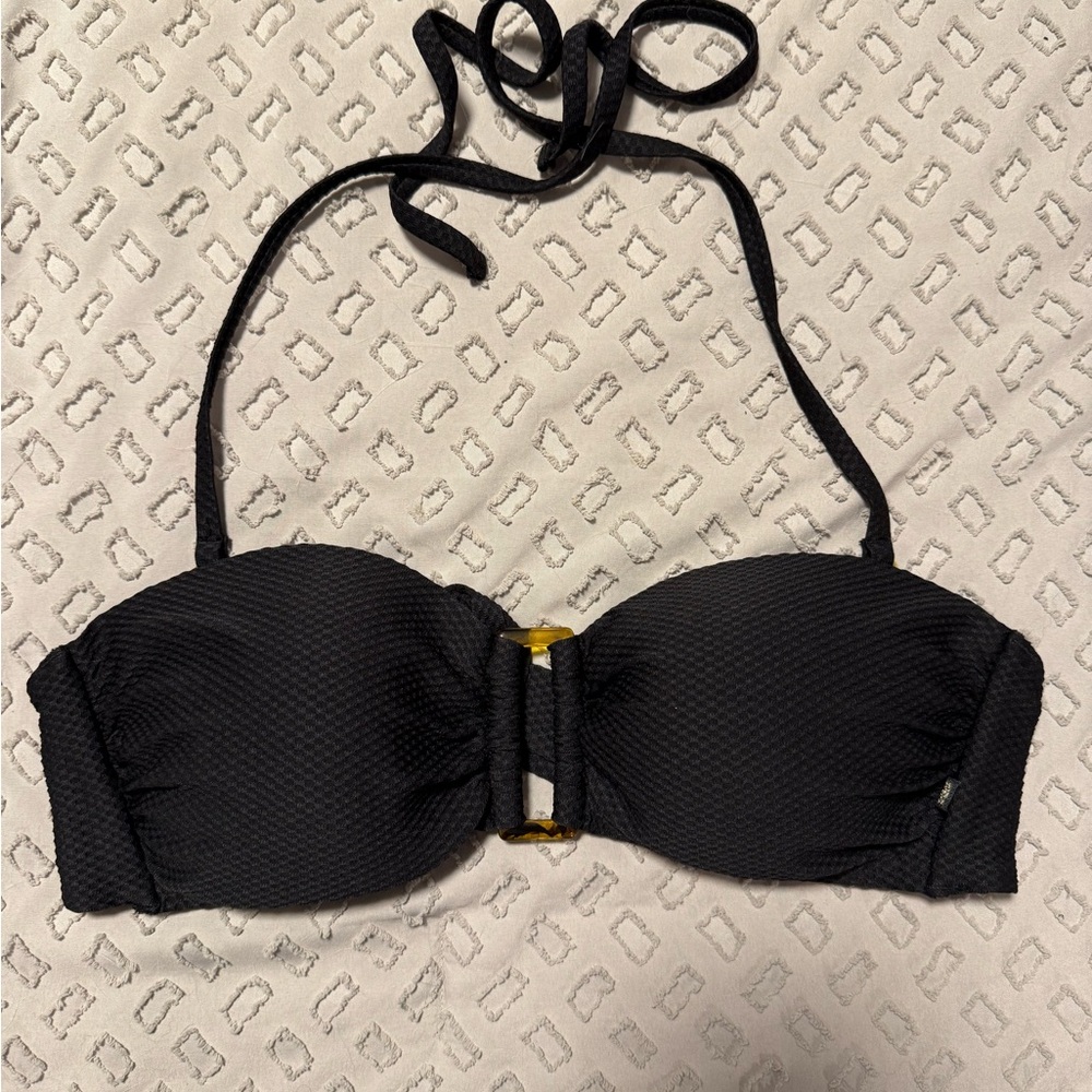 Aqua Black Textured Swimwear